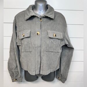 Gray/Green Corduroy Women's Midi Shacket Sz Small